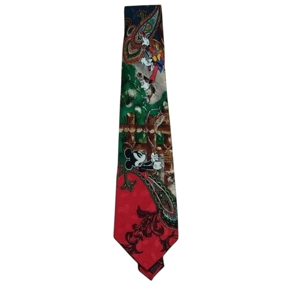 Disney Fishing Mickey and Goofey Silk Tie